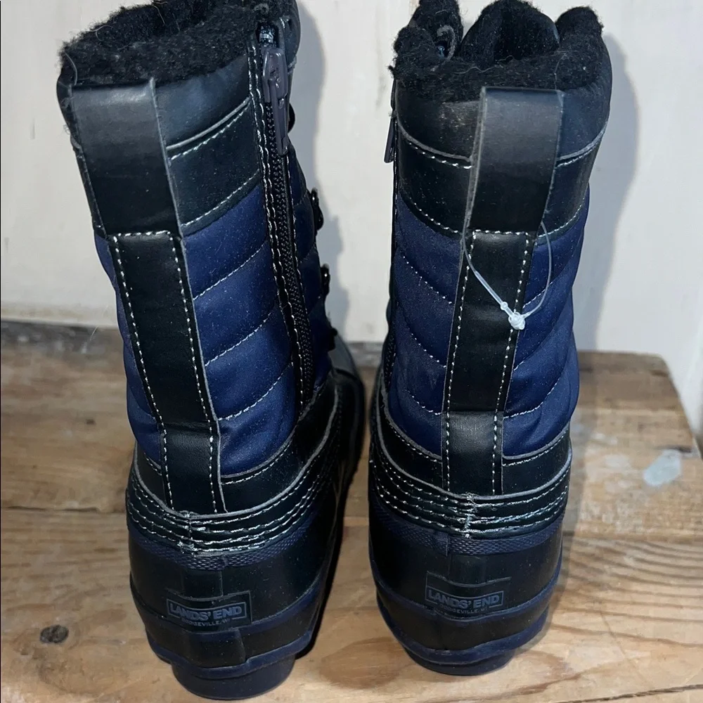 Size 1 Lands End Black and Blue Winter Snow Boots. I believe new. Steel shank